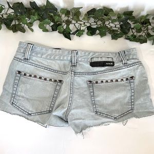 Hurley Studded Denim Jean Shorts Distressed Washed Blue Size 27